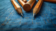 Yellow pencil on wood table close up Education creativity success.