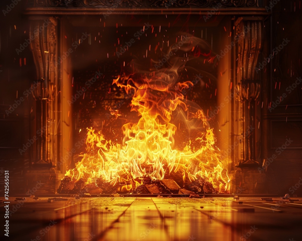 Fire Radiating Light Radiant blaze Create an artwork that captures the mesmerizing glow of a ...