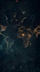 Wall Mural - background in dark colors with the image of the world that was taken over by neural networks, minimalist style. smartphone bachground 9:16