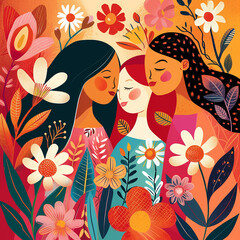 Poster - Women's Day, Mother's day girl power illustration art