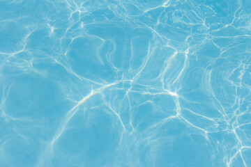 Sticker - The light reflects blue in the water in the swimming pool. It looks fresh and lively, suitable for use as a wallpaper.