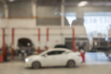 Wall Mural - blured image of car service centre auto repair workshop