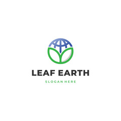 Wall Mural - Green earth logo design modern concept