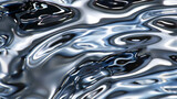 Fototapeta Przestrzenne - In the style of topographical realism with abstraction-creation, a silver swish over smooth, black waters with chromatic aberration on a shaped canvas; aluminum, shiny/glossy background.