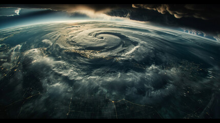 Wall Mural - storm over earth, good light, aerial view.