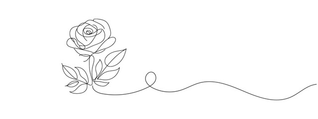 Rose flower icon. Continuous one line drawing.