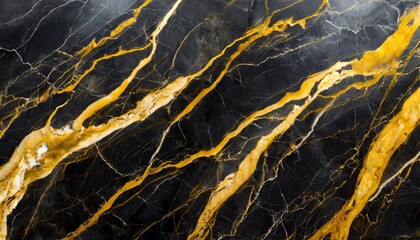 Wall Mural - grunge texture background black marble background with yellow veins