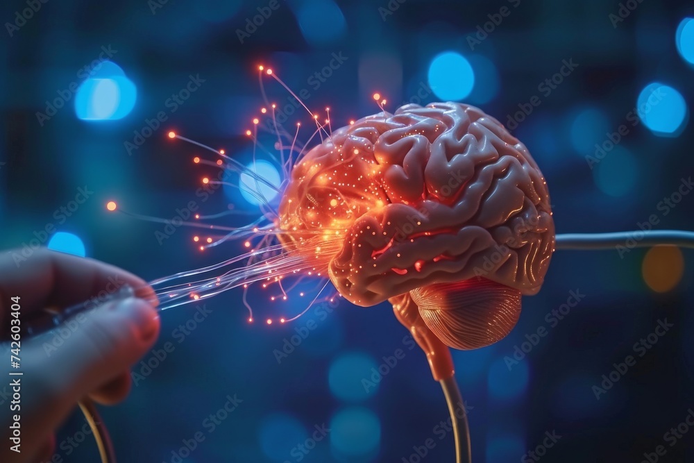 AI Brain Chip computer. Artificial Intelligence surgical human ...