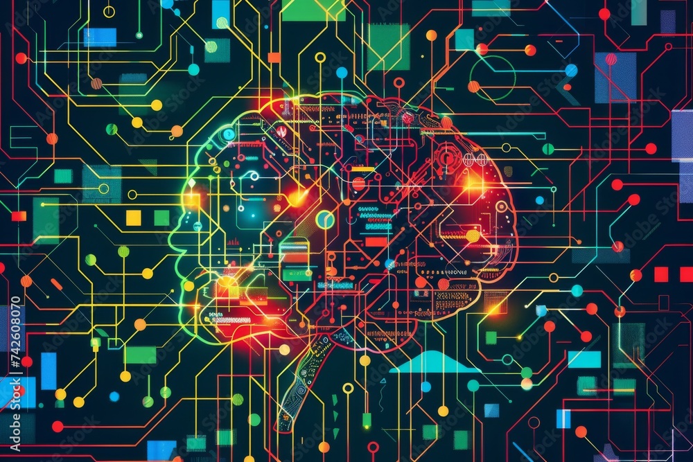 AI Brain Chip processing. Artificial Intelligence records human energy ...