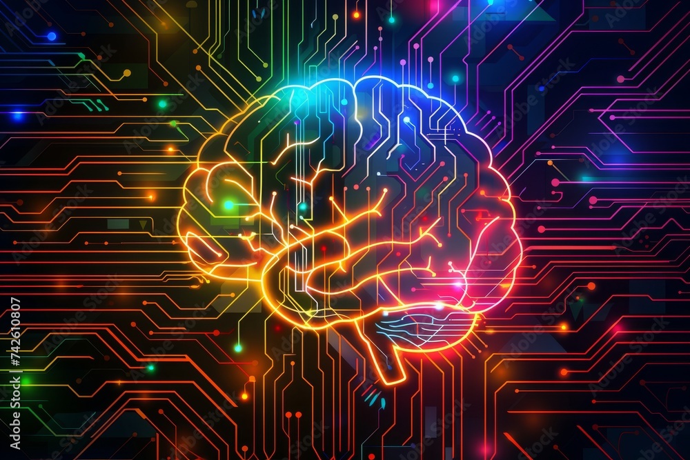 AI Brain Chip brain. Artificial Intelligence visual mind server ...