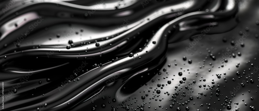 Abstract Background Black and White Liquid Wave Art with Smoke and ...