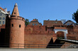 The medieval city wall and barbican fortification, the most visited attraction in the Old Town of Warsaw, Poland.