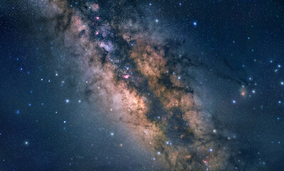Wall Mural - astrophotography: the milky way. sharp stars, dark blue night sky and the glowing core of the galaxy