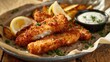 fresh fish fingers with potatoes ,fried fish,fish food