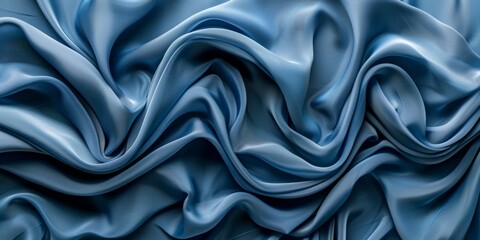 Blue Nova Color: Realistic Textured Background With Fabric Waves