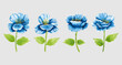 Isolated blue watercolor flower clip art collection