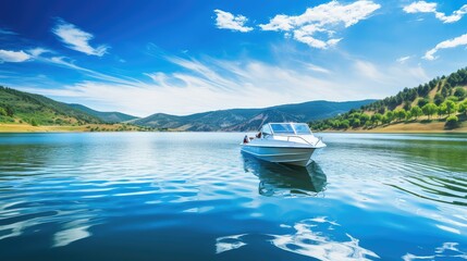 Wall Mural - water motorboat lake