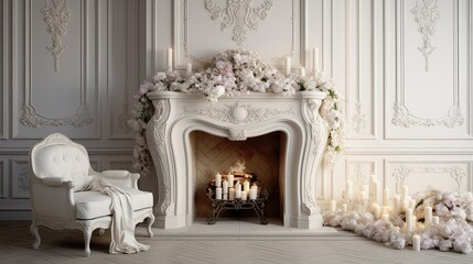 Poster - cozy white fireplace