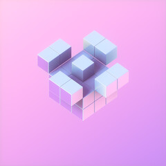 Aufkleber - Trendy and stylish abstract geometric background with purple and blue square shapes. 3d rendering digital illustration