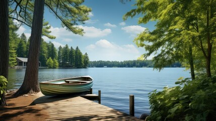 Wall Mural - relaxation lake boat dock