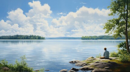 Wall Mural - nature looking out lake