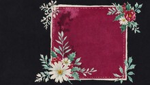 Vintage Pink Card With Floral Decor On Black Background