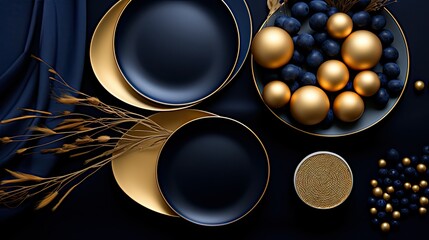 Wall Mural - trend navy blue and gold