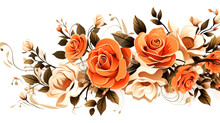 Bouquet Of Orange Roses Garland Red Decorative Flowers