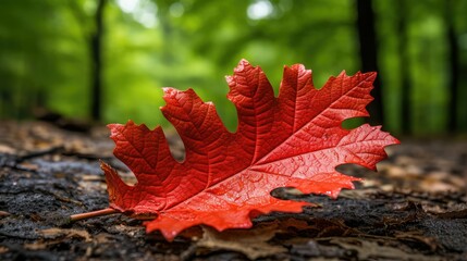 Sticker - tree red oak leaf