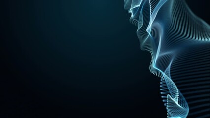 Wall Mural - futuristic video animation with particle wave object in slow motion and space for text, 4096x2304 lo