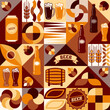 © OA_Creation - Beer theme background with icons, design elements in simple geometric style. Seamless pattern with abstract shapes. Good for branding, decoration of beer package, cover design, decorative print