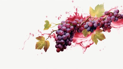 Poster - Bunch of grapes covered in red paint, suitable for artistic or abstract projects