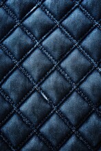 Detailed Close Up Of Blue Quilted Material, Perfect For Textile Backgrounds