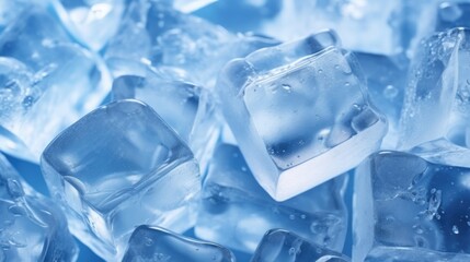 Poster - A pile of ice cubes stacked on top of each other. Perfect for summer refreshment concepts