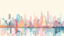 2d Flat Illustration Abstract Vector Graphic Design Of A City Skyline With Modern High Rise Buildings