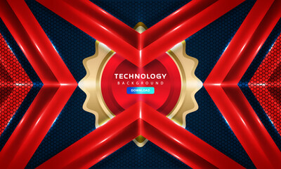 Wall Mural - Abstract red background. luxury 3D background with random shape layers and shining lines.