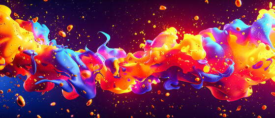 Wall Mural - Dreamlike Fluidity: Abstract Paint Clouds and Colorful Fantasy in Motion