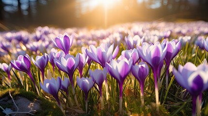 Wall Mural - purple crocus spring flowers