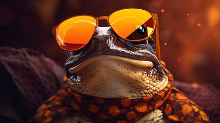 Wall Mural - Chic Toad in glasses