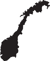 Canvas Print - black silhouette country borders map of Norway on white background of vector illustration