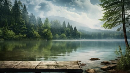 Wall Mural - water lake with dock