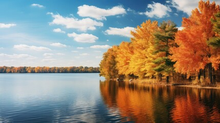 Wall Mural - foliage autumn lake