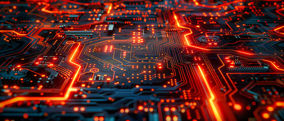 Wall Mural - Microscopic World: A Close-Up on a Computer Chip, Symbolizing Advanced Technology