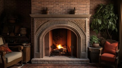 Sticker - warmth brick fireplace