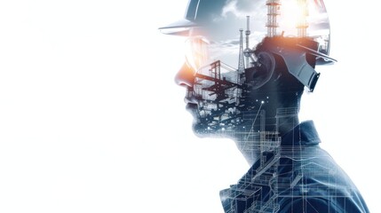 Wall Mural - a photo collage of modern engineers at work, office, architects