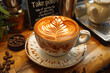 Close-up of artistic latte coffee. The owner's love for coffee makes the latte taste even more delicious.