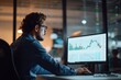 © Media Masterpieces - Busy business man trader broker analyst investor using pc computer analyzing stock exchange trade crypto market digital data investing finances in stockmarket working in dark office. Generative AI
