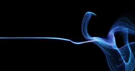 Wall Mural - a luminous blue line on a black backdrop forming fluid, wave-like motions that create a hypnotic eff