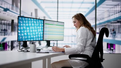 Aufkleber - Research Lab Scientist Using Computer