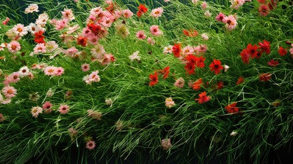 Poster - meadow grass with flowers